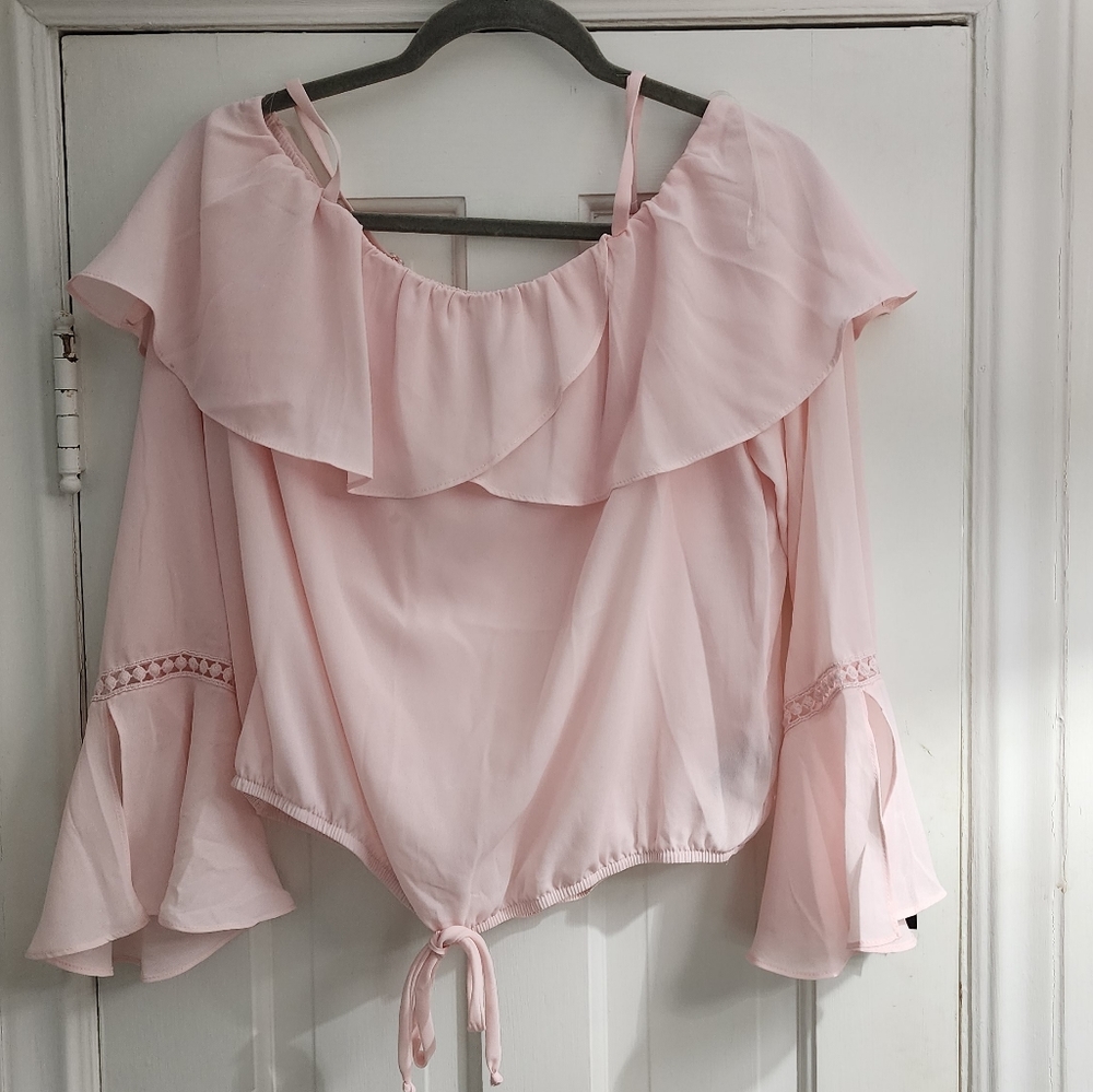 NWT Women's Light Pink Off-The-Shoulder Blouse